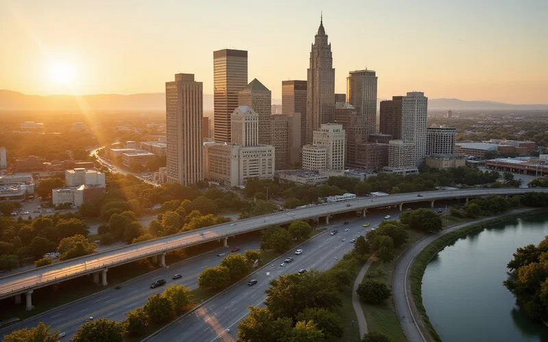 Commute map linking downtown districts to tech campuses