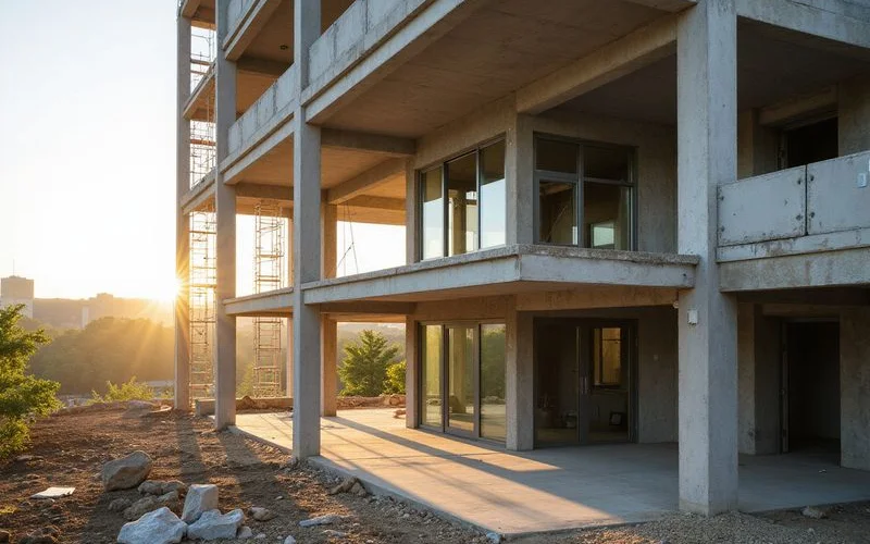 Cross-section illustration of a concrete high rise tower