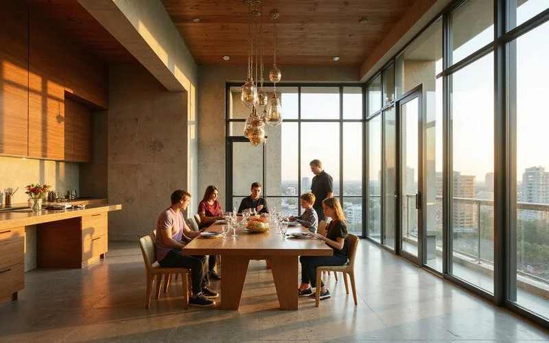Family dining room in a large downtown Austin residence