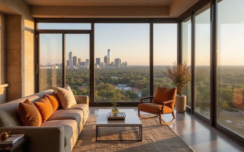High-floor standard one-bedroom with a skyline view