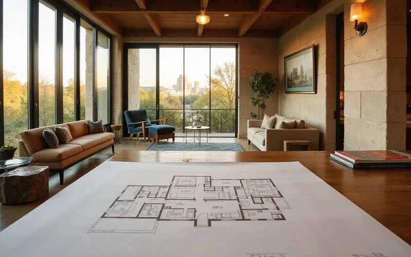 Large-format floor plan sketch with five bedrooms