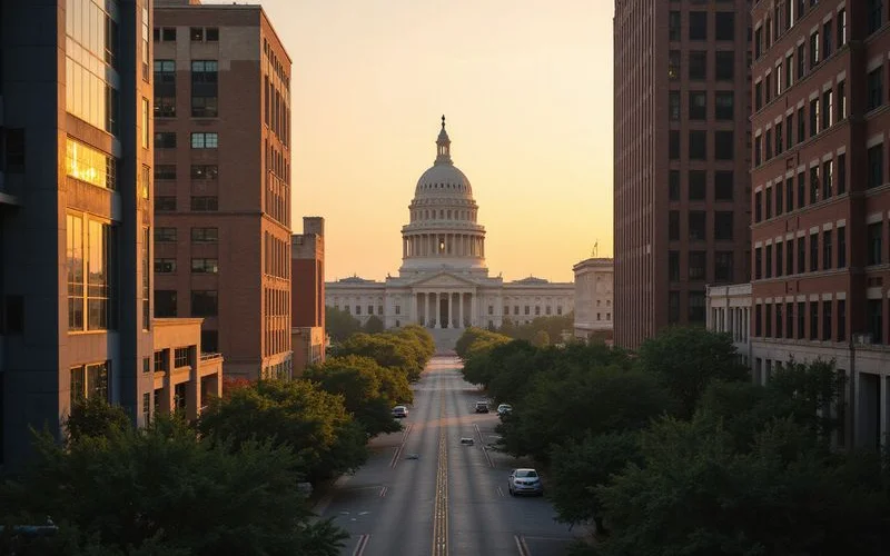 Map graphic of view corridors toward the Capitol