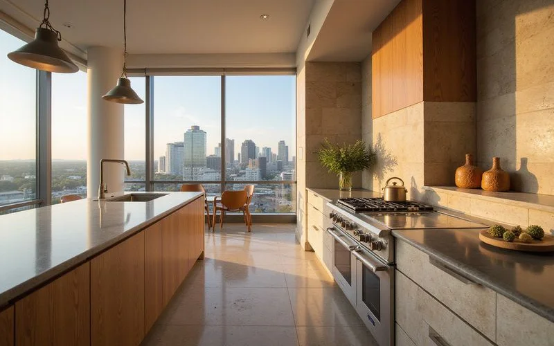 Renovated kitchen in an established Austin tower