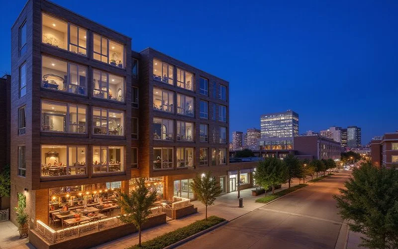 Tower cross-section marking noisier and quieter floors