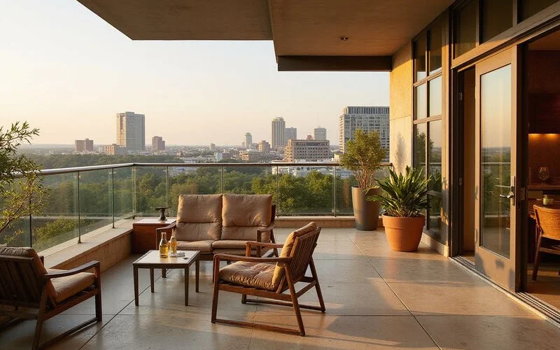 Wind exposure on a high penthouse terrace with glass railings