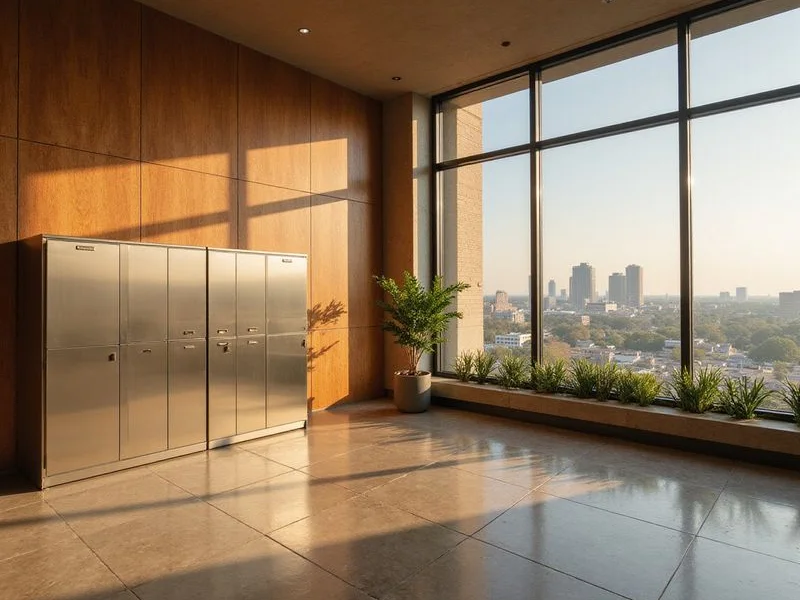 Package room and access control in the lobby