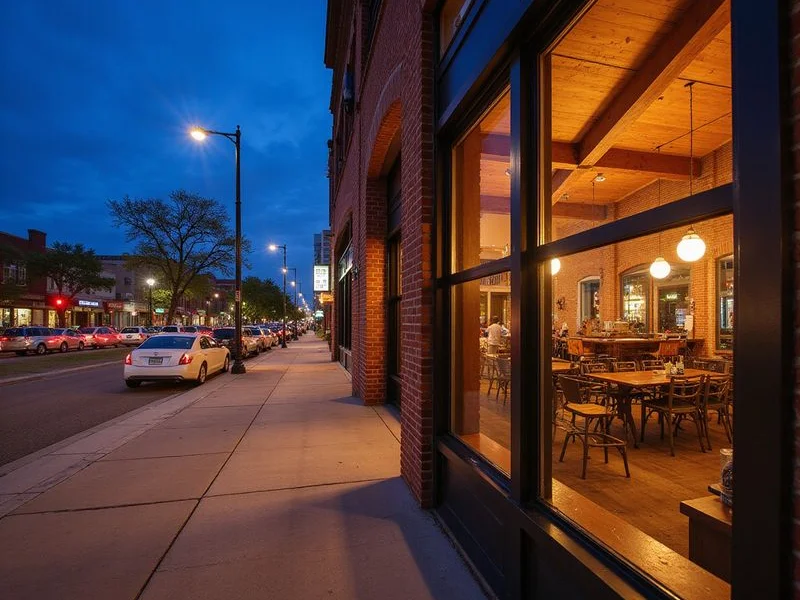 Street-facing lower floor on a weekend night