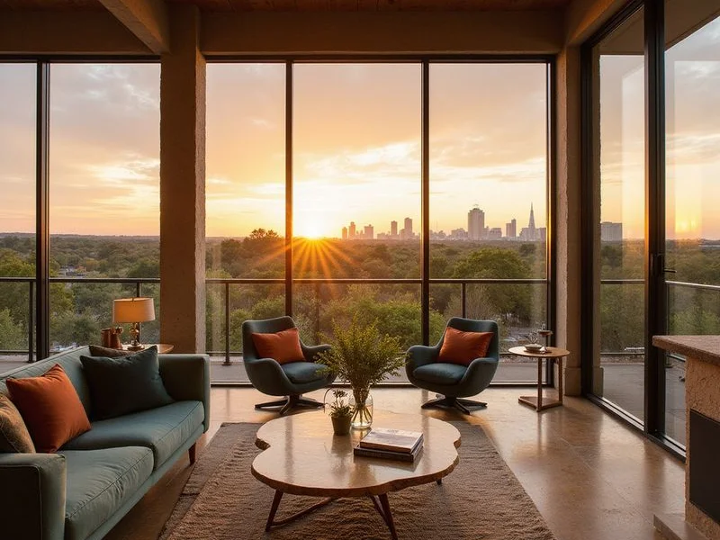 West-facing sunset and Hill Country view