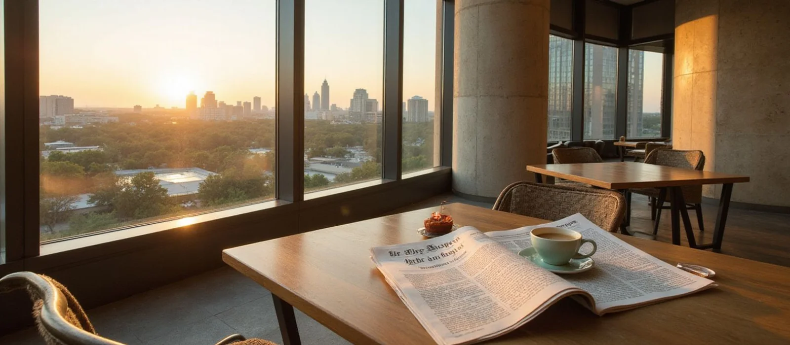 Morning coffee on a high rise balcony with the Austin skyline